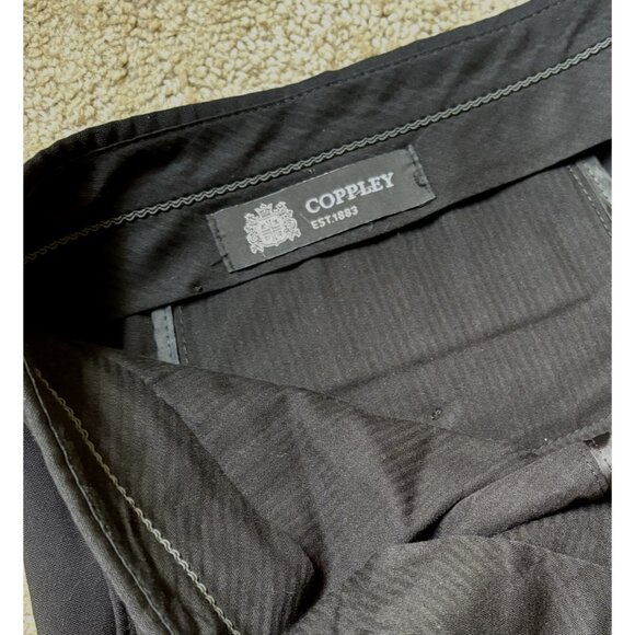 Coppley $330 Men's‎ Dress Pants 40x29 Black Wool Trousers Flat Front Canada Made - Picture 5 of 10